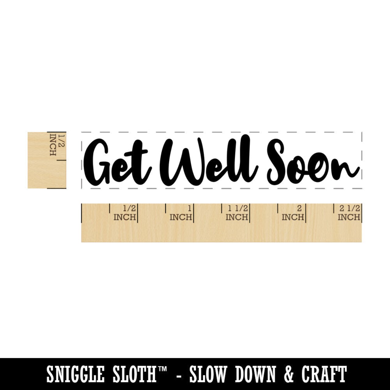 Get Well Soon Cursive Script Rectangle Rubber Stamp for Stamping Crafting